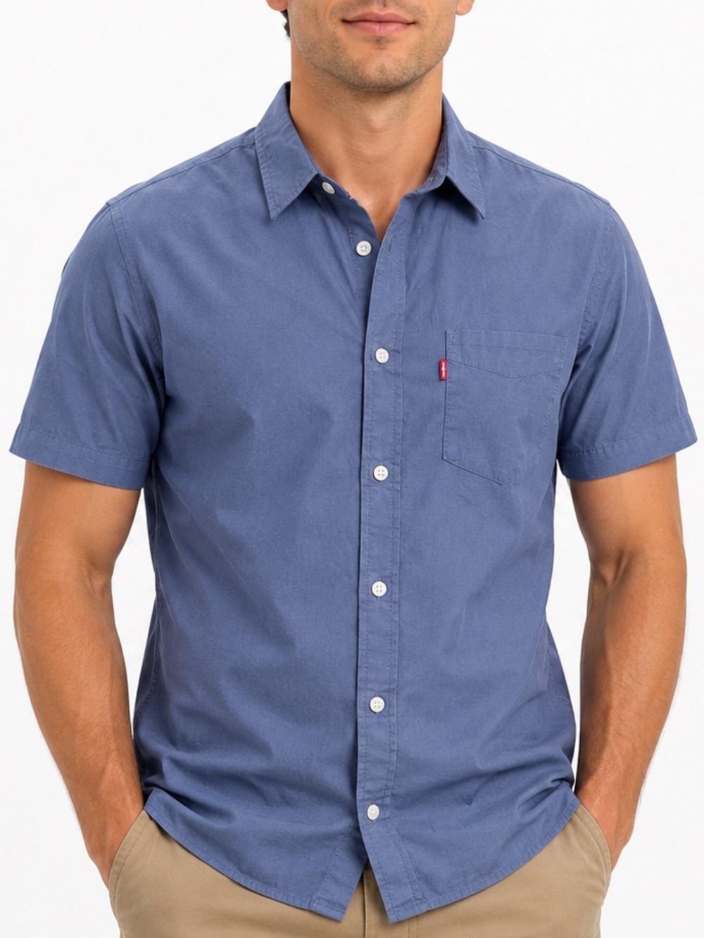 Levi’s Standard Fit Shirt Mens Large Blue Short Sleeve Button Up 100% Cotton